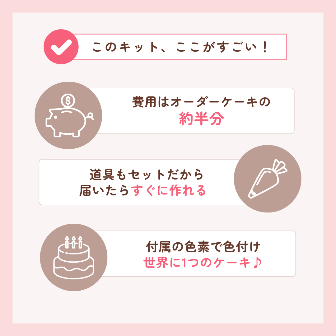 【完全推し仕様実現💝】 <色素3色付き>ケーキキット(4号サイズ)